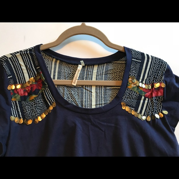 Navy Beaded Shift Dress - Picture 5 of 8